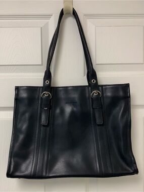 Black Jack Georges Leather Tote Voyager Uptown Bag Double Handles Work
